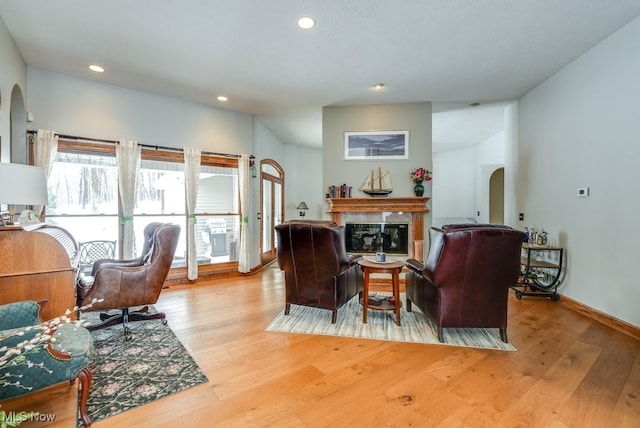 living room featuring light hardwood / wood-style floors