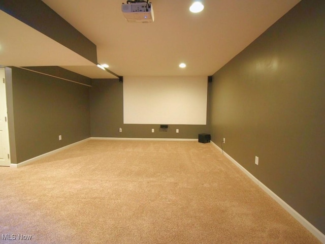 view of carpeted home theater room