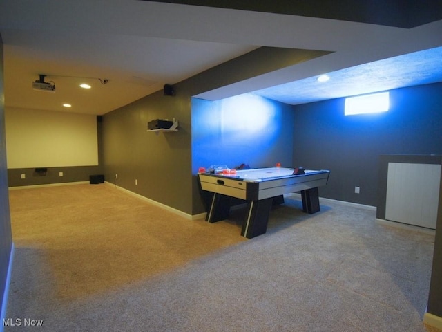 game room featuring carpet flooring