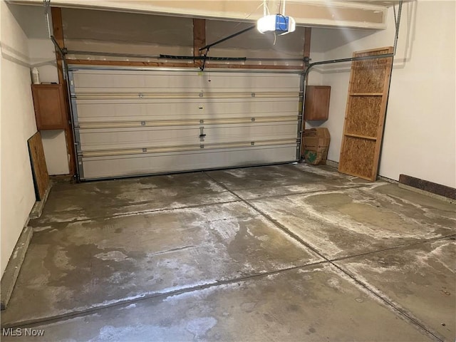 garage with a garage door opener