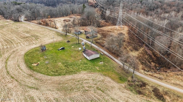 drone / aerial view with a rural view