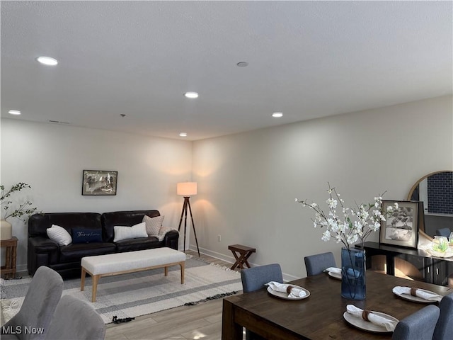 living room with light wood-type flooring