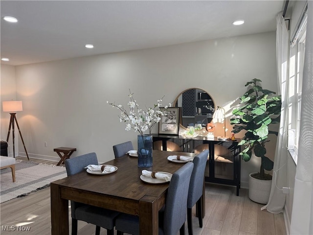 dining area featuring light hardwood / wood-style flooring