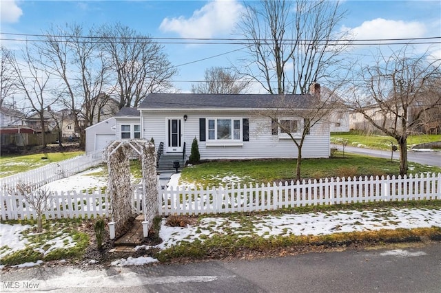 ranch-style house with a lawn