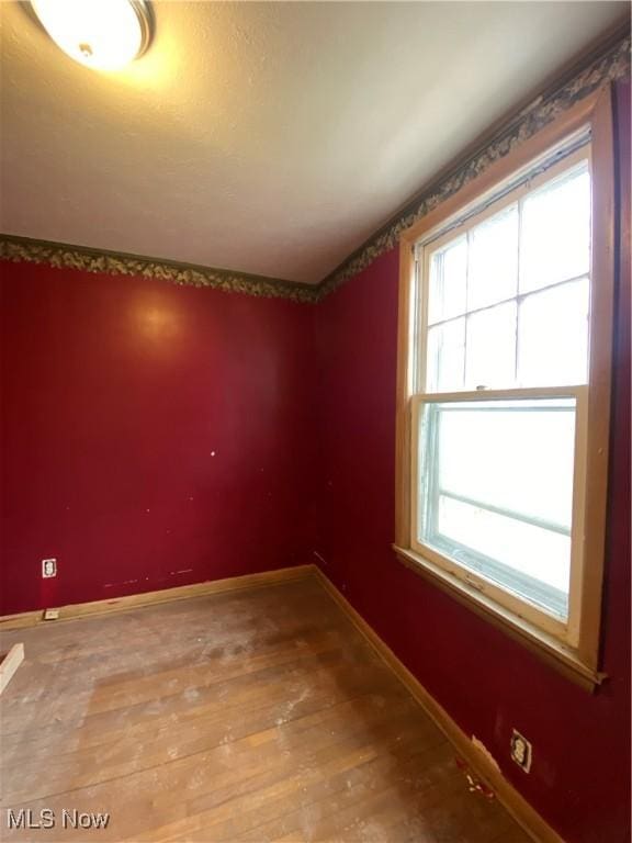 unfurnished room with hardwood / wood-style flooring