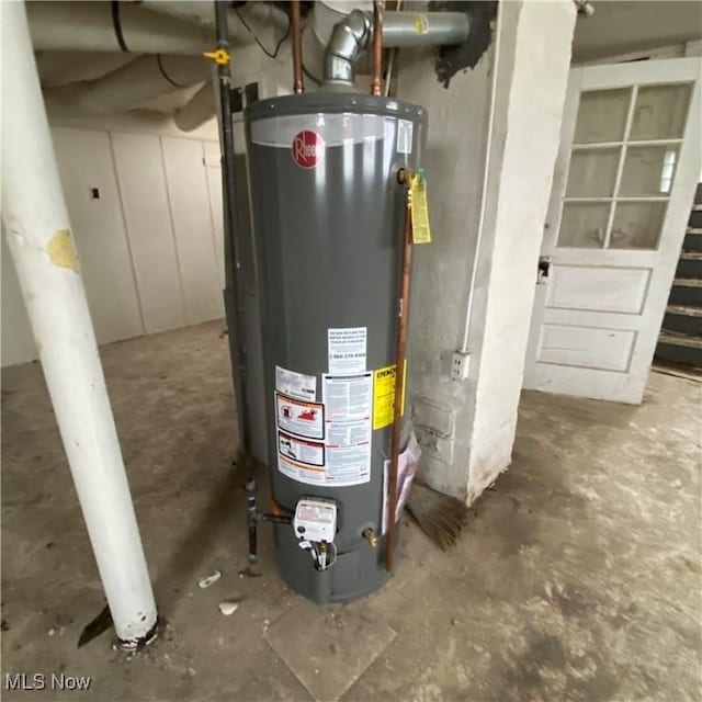 utility room with water heater