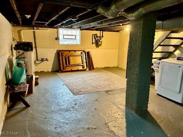 basement with independent washer and dryer