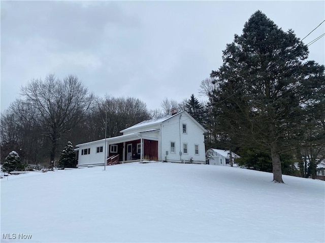 view of snow covered exterior