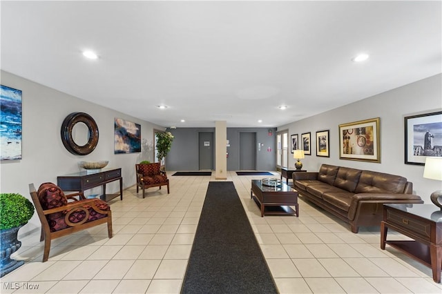 view of tiled living room