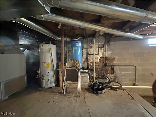 unfinished basement with gas water heater