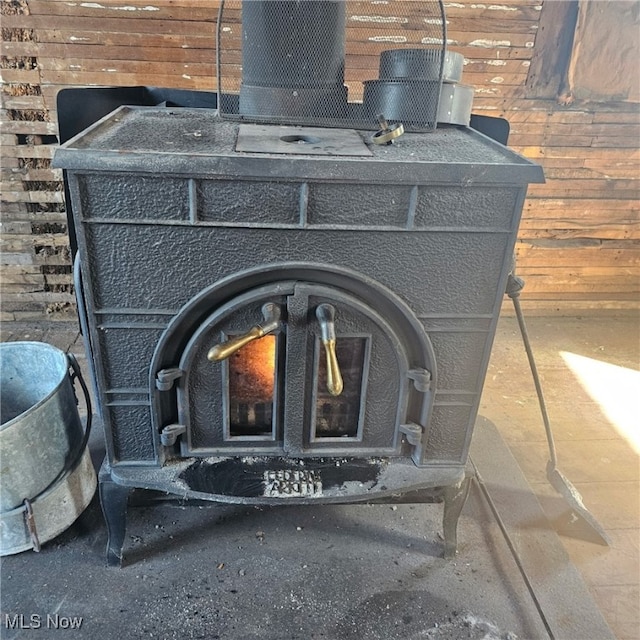 details with a wood stove