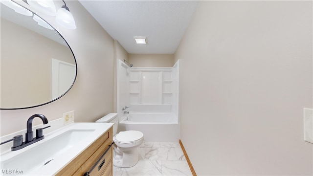 full bathroom with vanity, toilet, and shower / bath combination