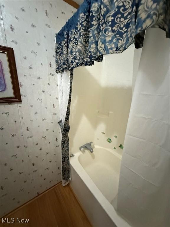 bathroom featuring hardwood / wood-style flooring