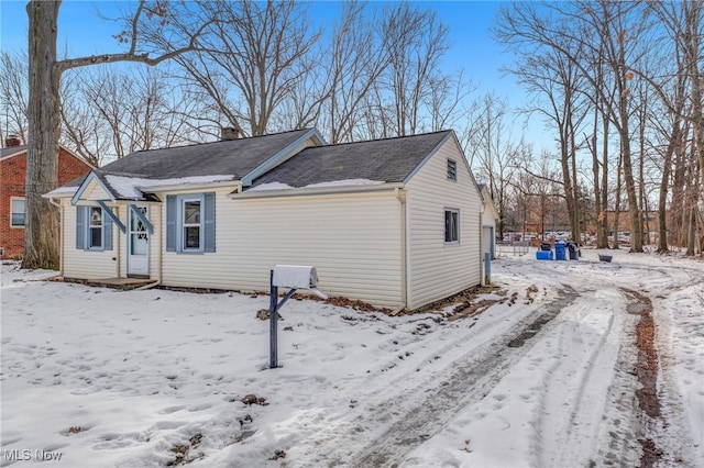 view of snow covered property