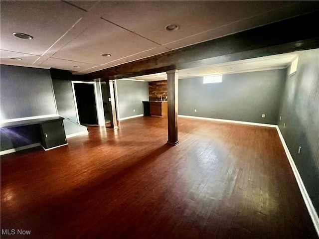 basement featuring hardwood / wood-style flooring