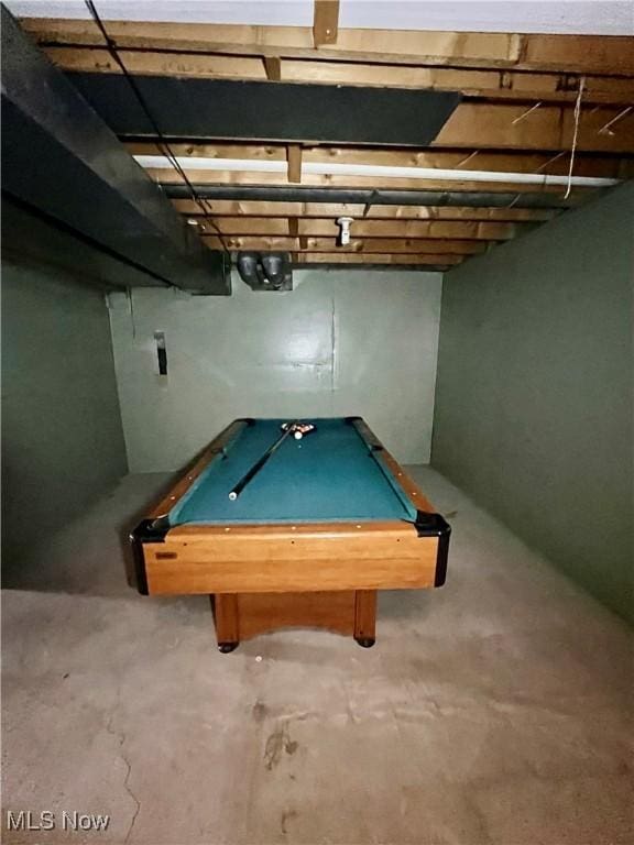 recreation room with concrete flooring and pool table