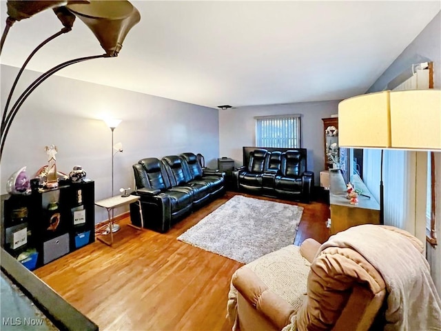 living room with hardwood / wood-style floors