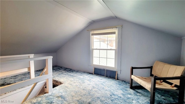 additional living space with lofted ceiling and carpet floors