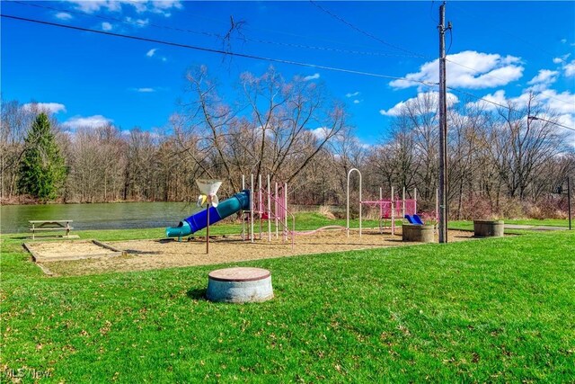 view of jungle gym with a yard