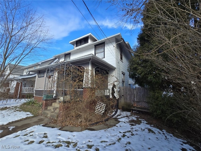 view of snowy exterior