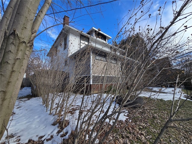 view of snow covered exterior