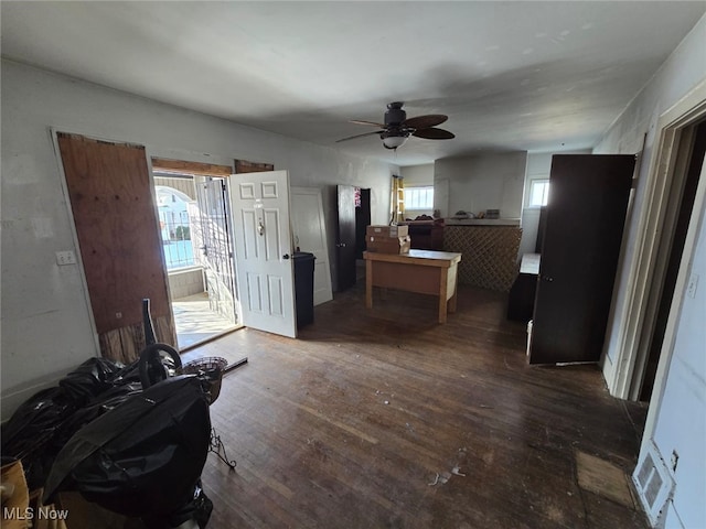 interior space with dark hardwood / wood-style floors