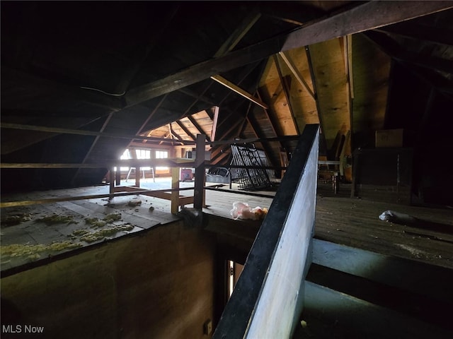 view of unfinished attic