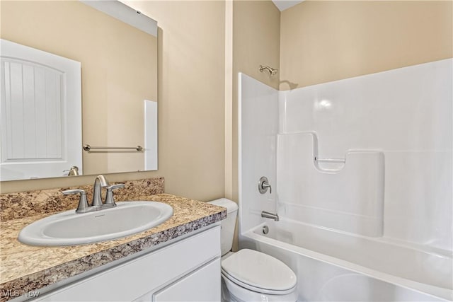 full bathroom featuring vanity, toilet, and shower / bath combination