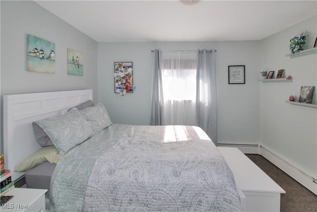 bedroom featuring a baseboard radiator