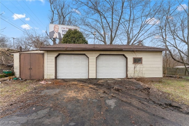 view of garage