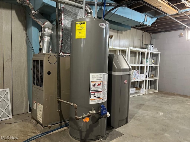 utility room with water heater