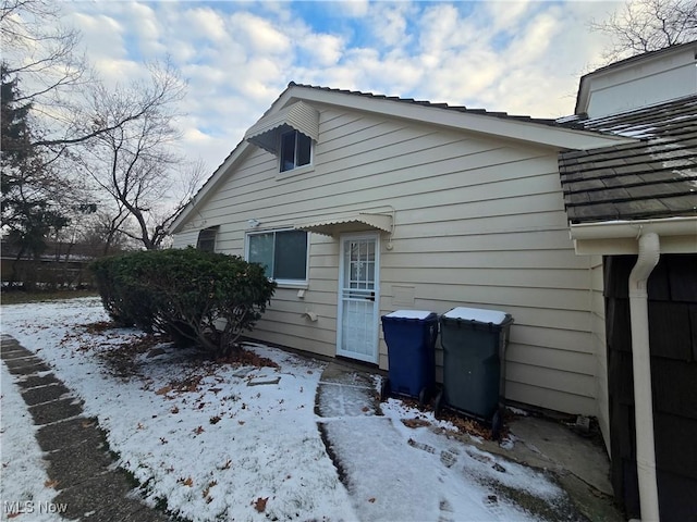 view of snowy exterior