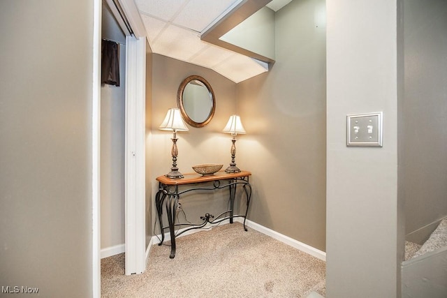 hallway with light carpet