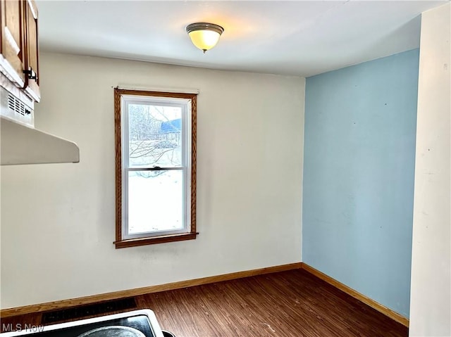 spare room featuring dark hardwood / wood-style flooring