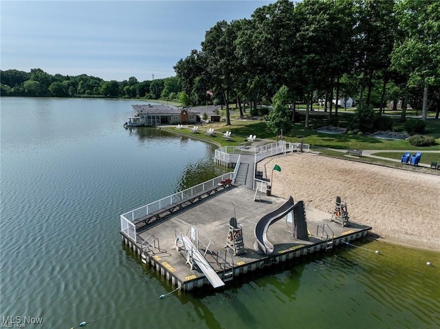 view of dock featuring a water view