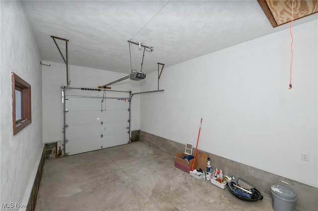 garage with a garage door opener