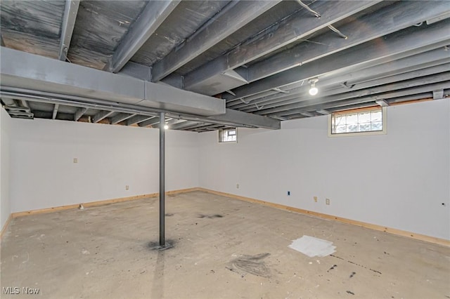 basement featuring plenty of natural light