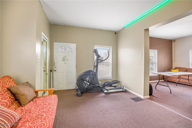 exercise area with carpet