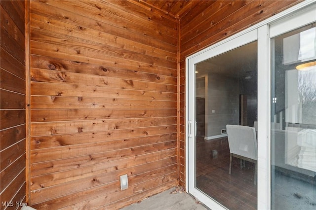 interior space with wood walls