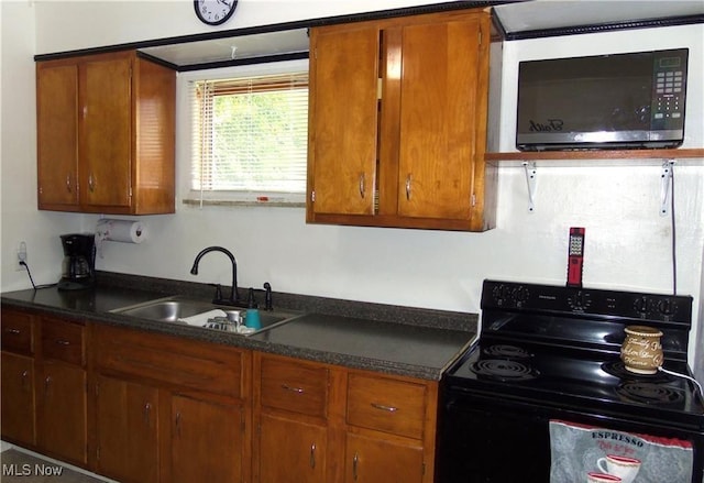 kitchen with sink and black electric range