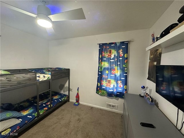 bedroom with carpet and ceiling fan