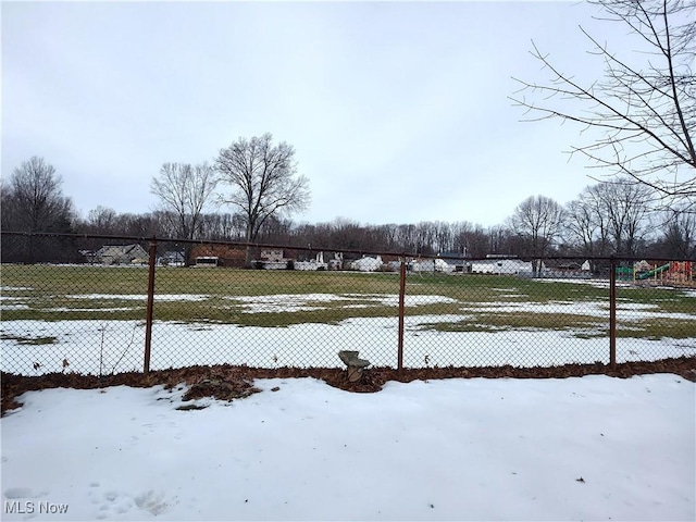 view of yard covered in snow