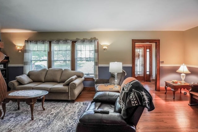 living room with wood-type flooring