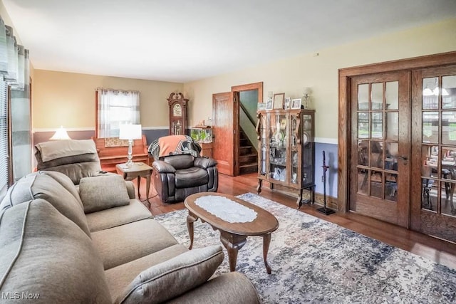 living room with hardwood / wood-style floors