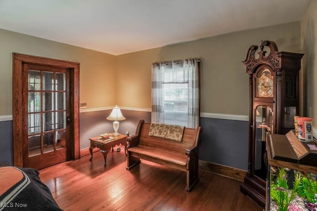 living area with hardwood / wood-style flooring and plenty of natural light