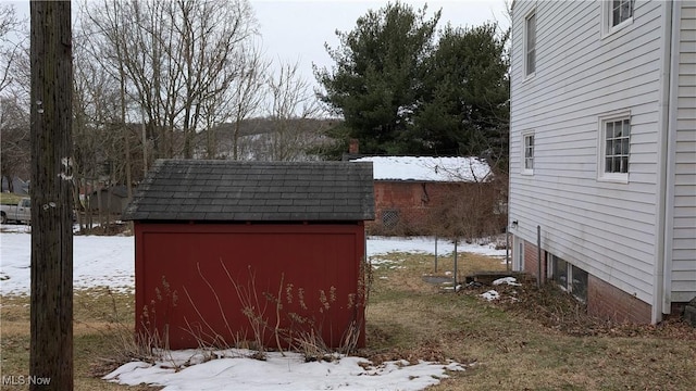 view of snow covered structure