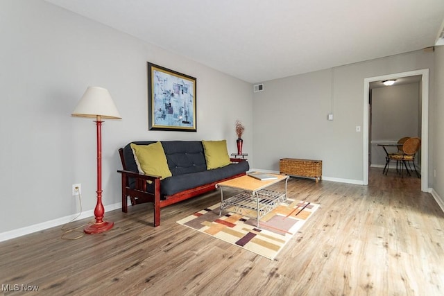 living room featuring light hardwood / wood-style floors