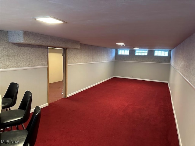 basement featuring carpet floors