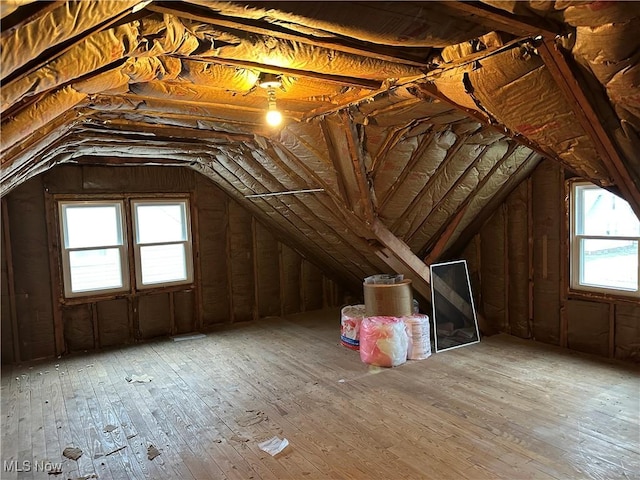 view of unfinished attic