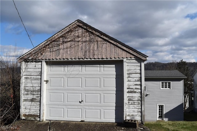 view of garage